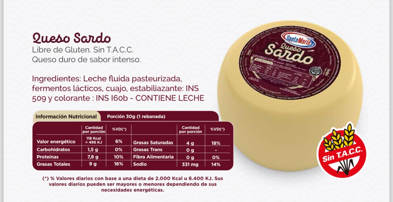 QUESO SARDO ESTACIONADO SANTA MARIA