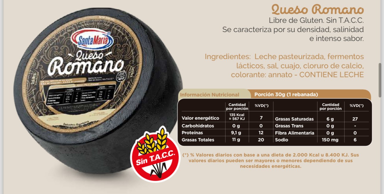 QUESO ROMANO SANTA MARIA