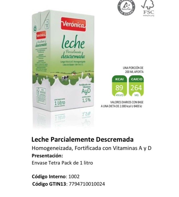 LECHE LARGA VIDA DESCREMADA VERONICA 12X1LTR.