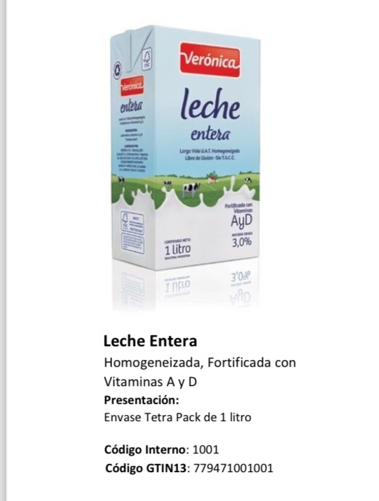 LECHE LARGA VIDA ENTERA VERONICA 12X1LTR.