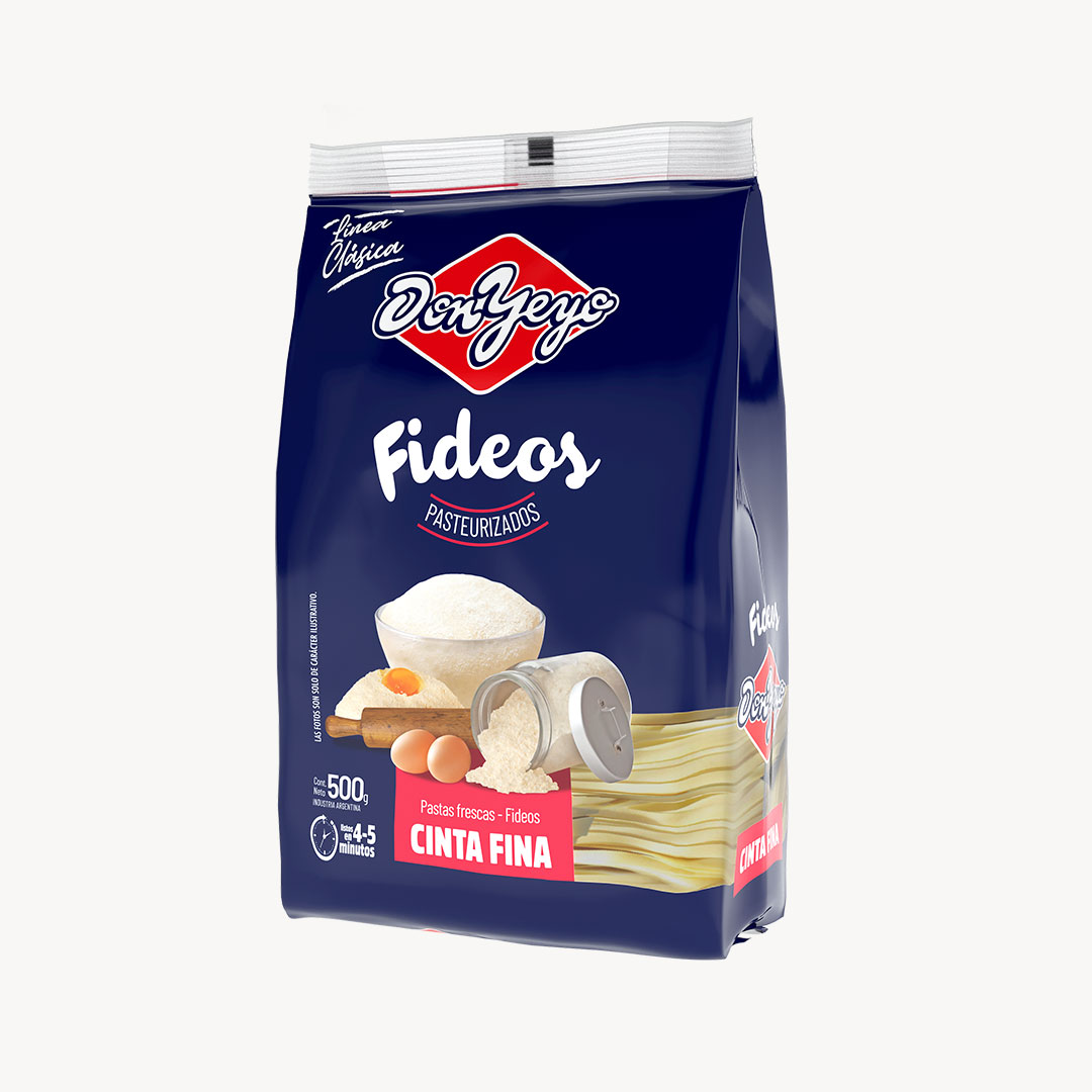 FIDEOS DON YEYO FINOS AL HUEVO BOLSA X500GR.