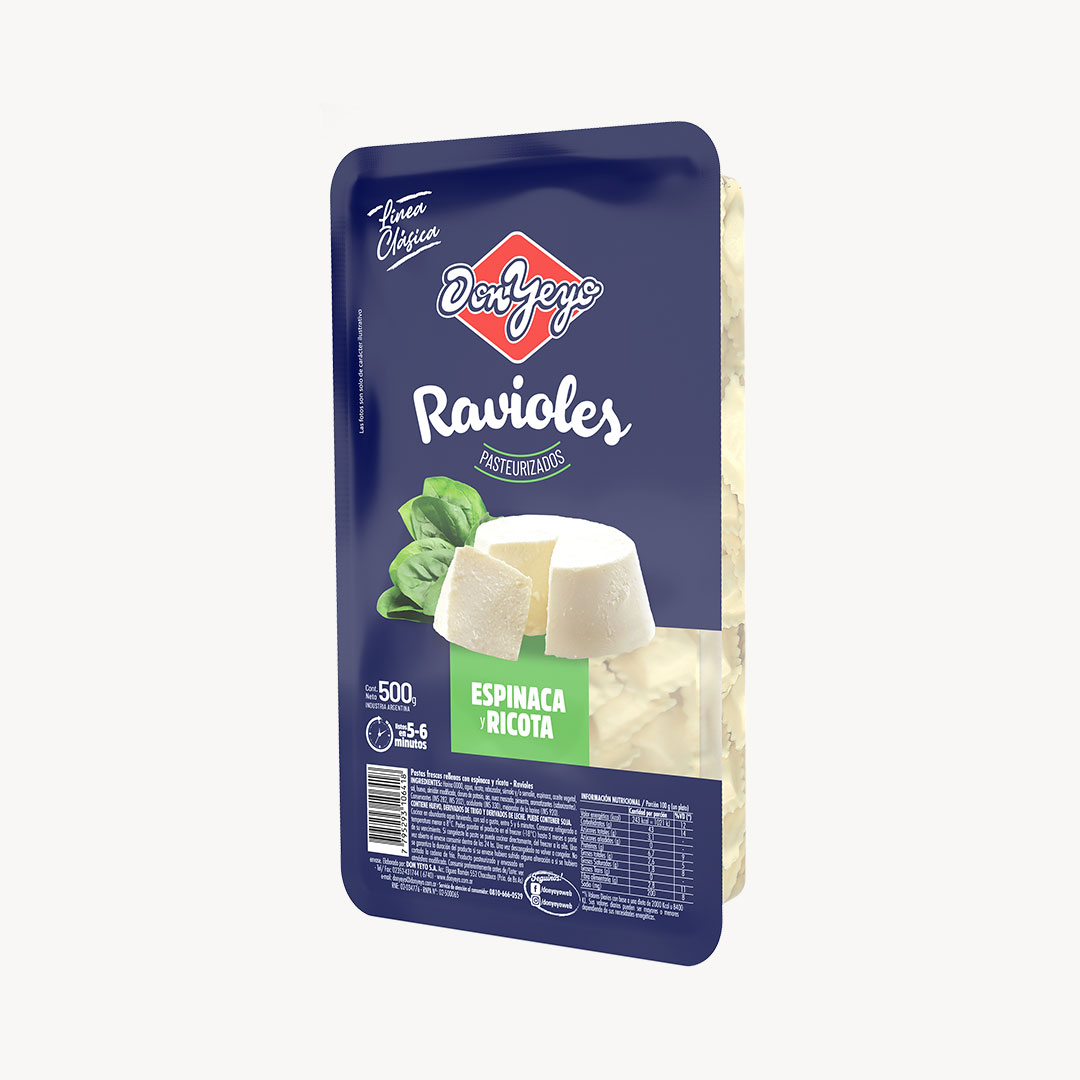 RAVIOLES DON YEYO ESP./RICOTA BANDEJA X500GR.