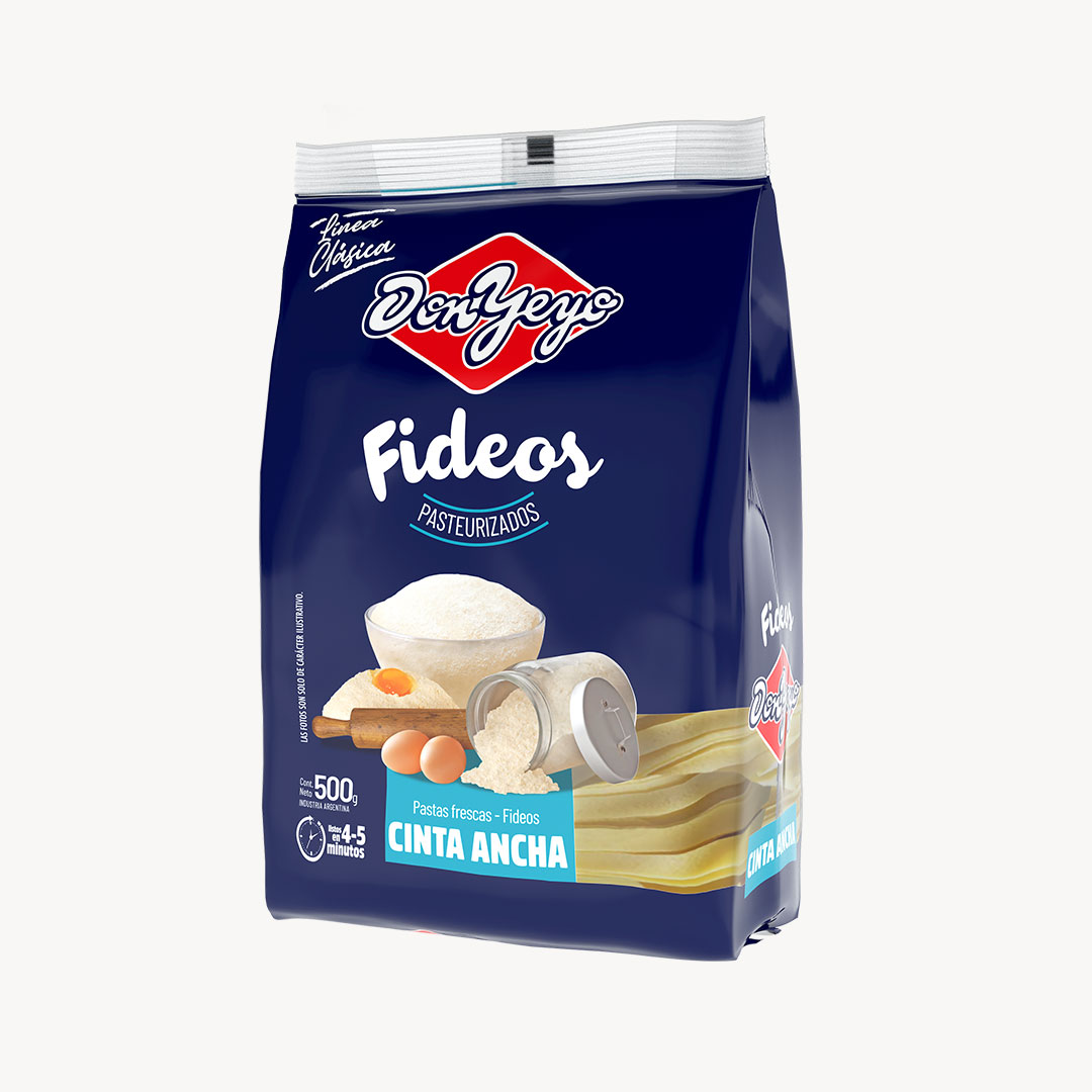 FIDEOS DON YEYO ANCHOS AL HUEVO BOLSA X500GR.