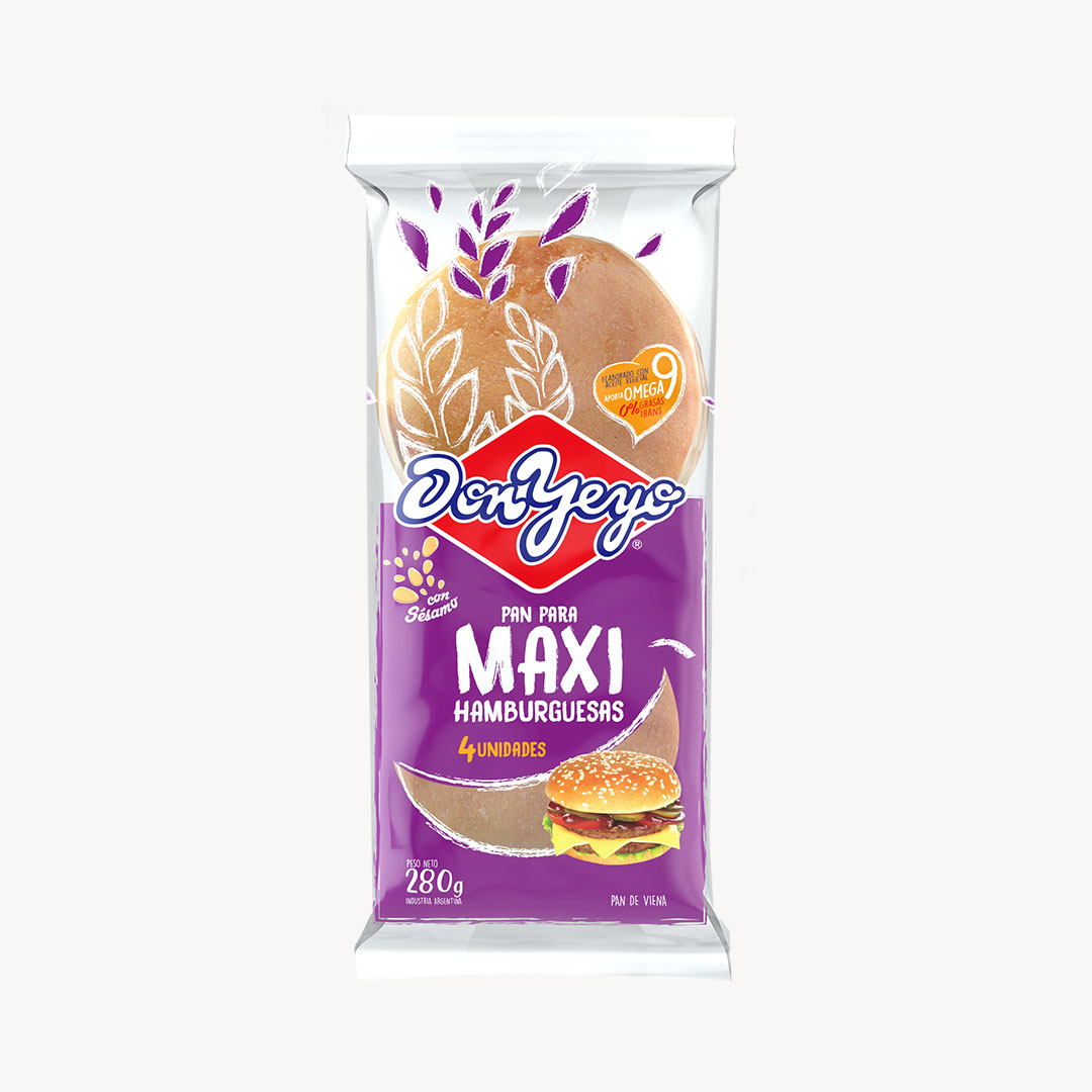 CAJA PAN MAXI HAMBURGUESA DON YEYO 16X4U.