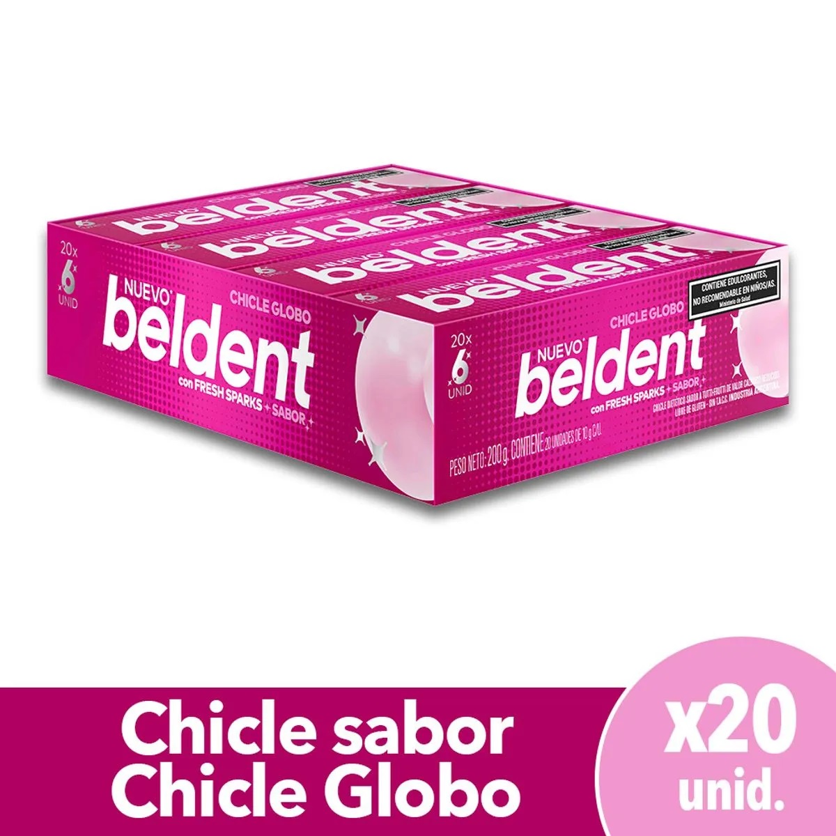 CHICLES BELDENT TUTTI FRUTI X20U.