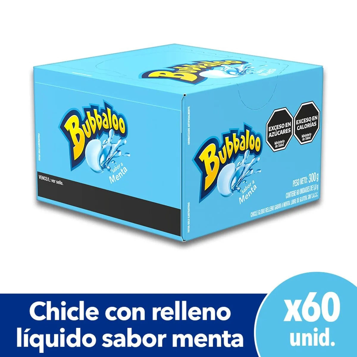 CHICLES BUBBALOO MENTA X60U.